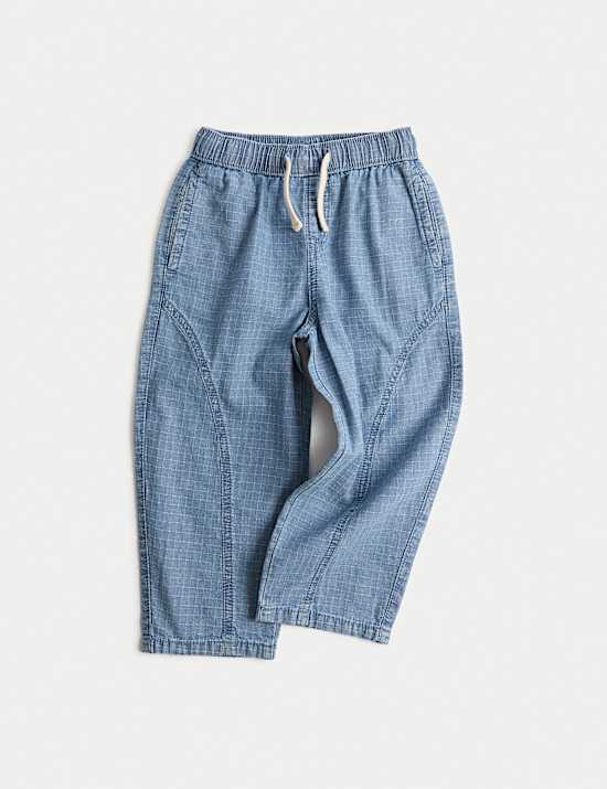 Pure Cotton Ripstop Barrel Jeans (2-8 Yrs)