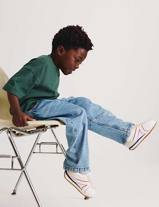 Jeans de pernera ancha 100 % algod&oacute;n (2-8 a&ntilde;os)