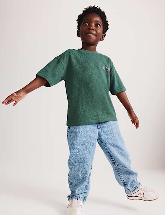 Jeans de pernera ancha 100 % algod&oacute;n (2-8 a&ntilde;os)