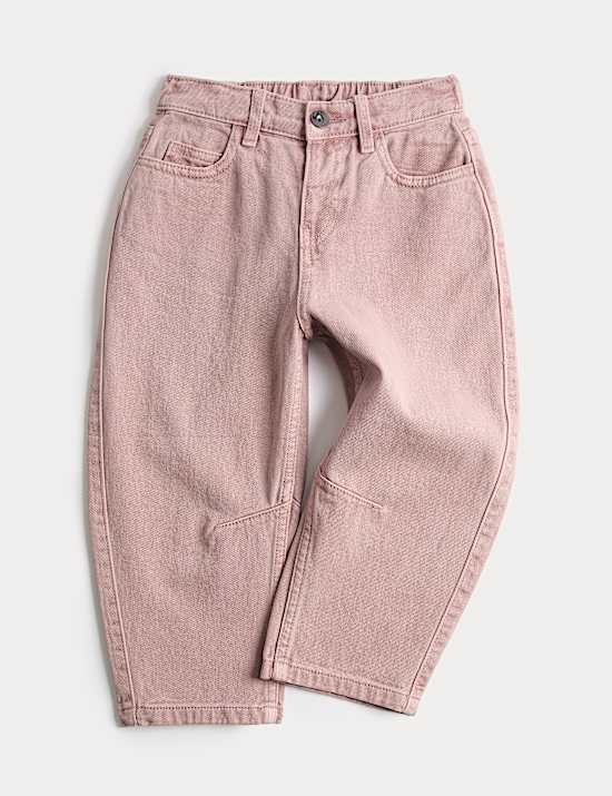 Pure Cotton Barrel Leg Jeans (2-8 Yrs)