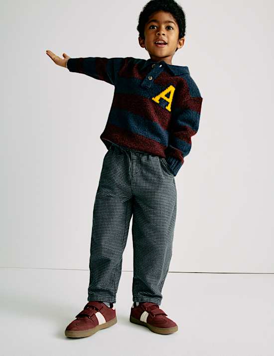 Pure Cotton Micro Check Trousers (2-8 Yrs)