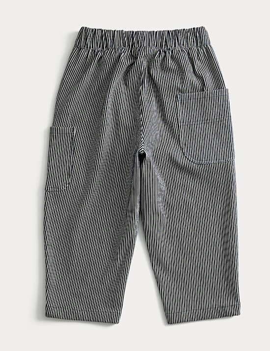 Barrel Fit Cotton Blend Striped Trousers (12 Months - 8 Yrs)