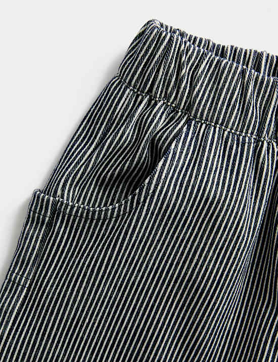 Barrel Fit Cotton Blend Striped Trousers (12 Months - 8 Yrs)