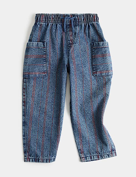Relaxed Pure Cotton Denim Striped Jeans (2-8 Yrs)