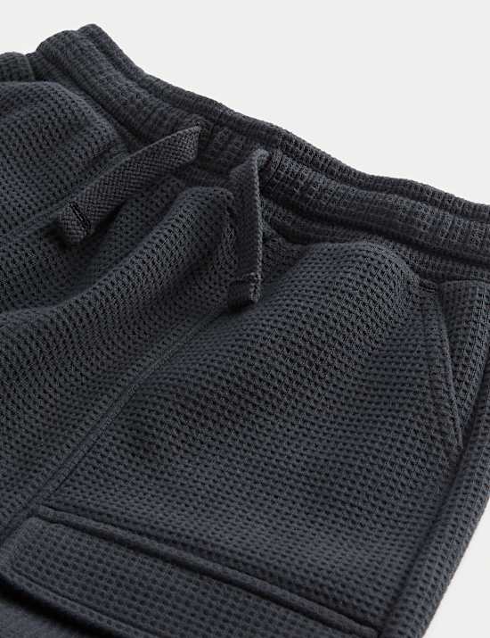 Pure Cotton Waffle Cargo Joggers