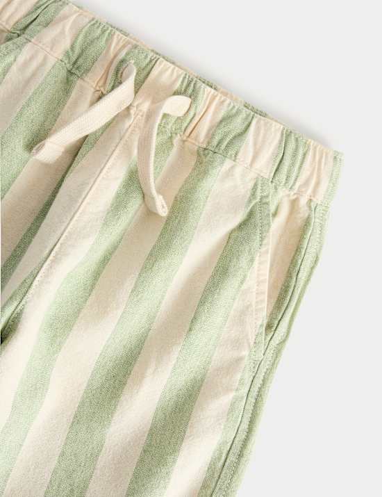 Pantal&oacute;n de rayas de algod&oacute;n con lino (2-8 a&ntilde;os)