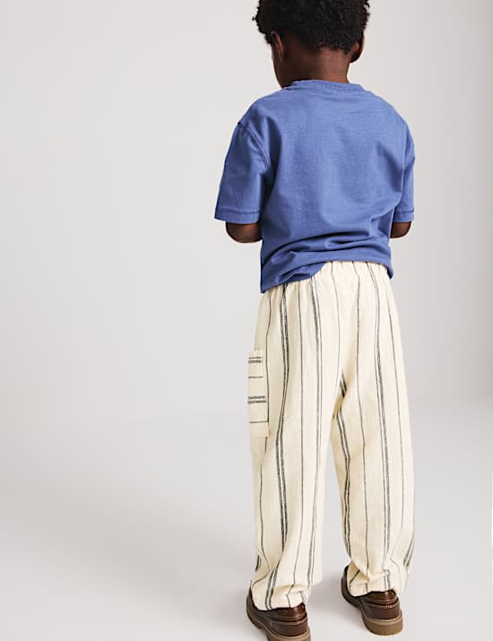 Pure Cotton Textured Striped Trousers (2-8 Yrs)