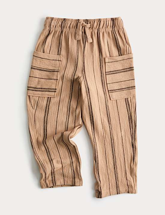 Pure Cotton Textured Striped Trousers (2-8 Yrs)