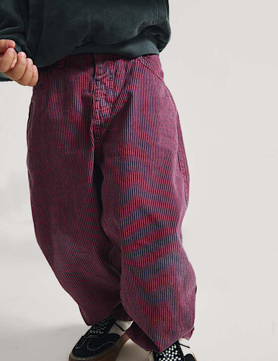 Gestreifte Jeans aus reinem Baumwolldenim mit ausgestelltem Bein (2&ndash;8 Jahre)