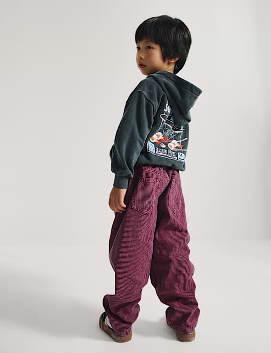Gestreifte Jeans aus reinem Baumwolldenim mit ausgestelltem Bein (2&ndash;8 Jahre)