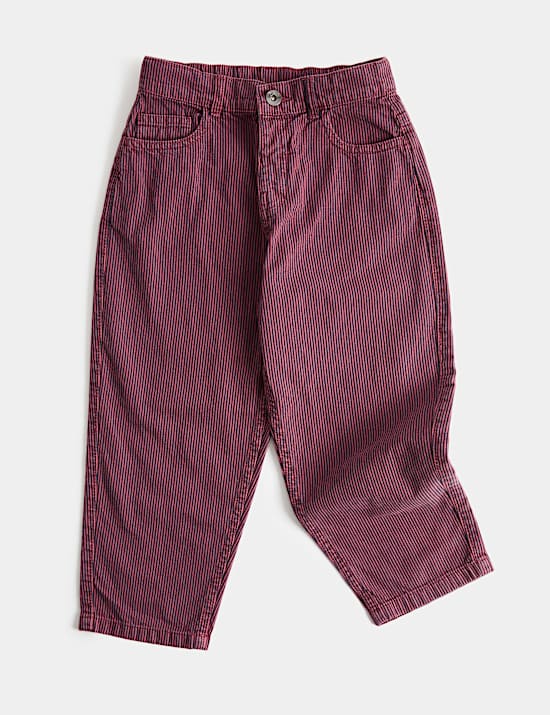 Pure Cotton Denim Striped Barrel Leg Jeans (2-8 Yrs)