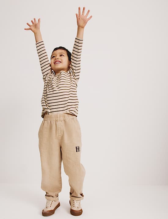 Pure Cotton Twill Graphic Trousers (2-8 Yrs)