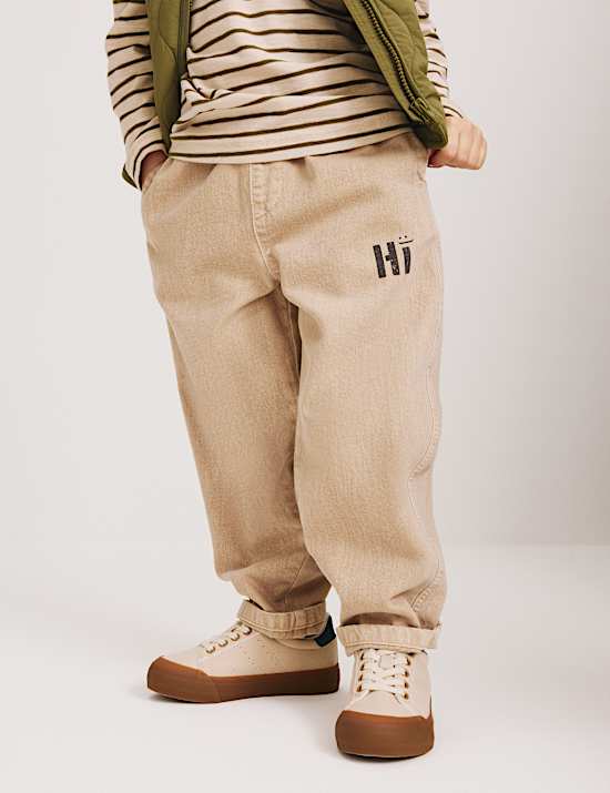 Pure Cotton Twill Graphic Trousers (2-8 Yrs)