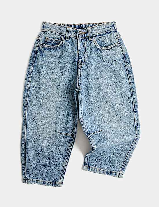 Pure Cotton Barrel Jeans (2-8 Yrs)