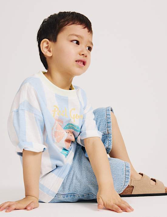 Pure Cotton Light Wash Denim Shorts (2-8 Yrs)