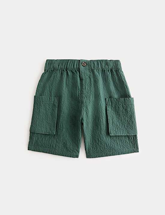 Cotton Rich Seersucker Cargo Shorts (2-8 Years)