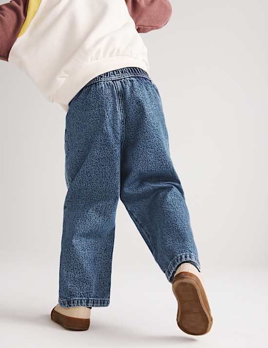 Wide Leg Pure Cotton Denim Joggers (2-8 Yrs)