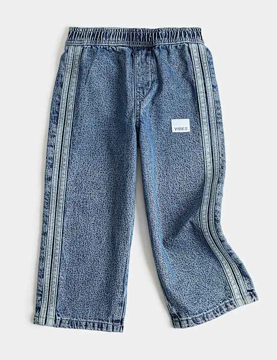 Wide Leg Pure Cotton Denim Joggers (2-8 Yrs)