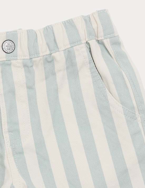 Pantalones cortos 100 % algod&oacute;n denim de rayas (2-8 a&ntilde;os)