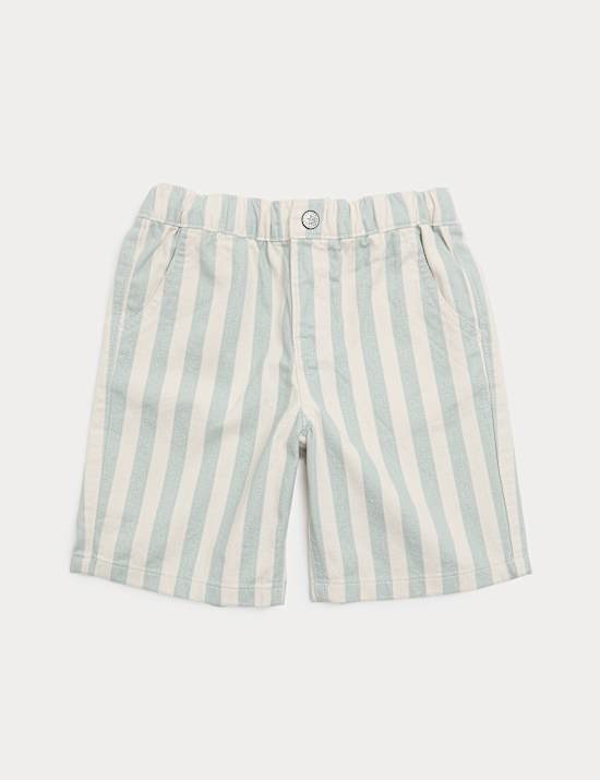 Pantalones cortos 100 % algod&oacute;n denim de rayas (2-8 a&ntilde;os)