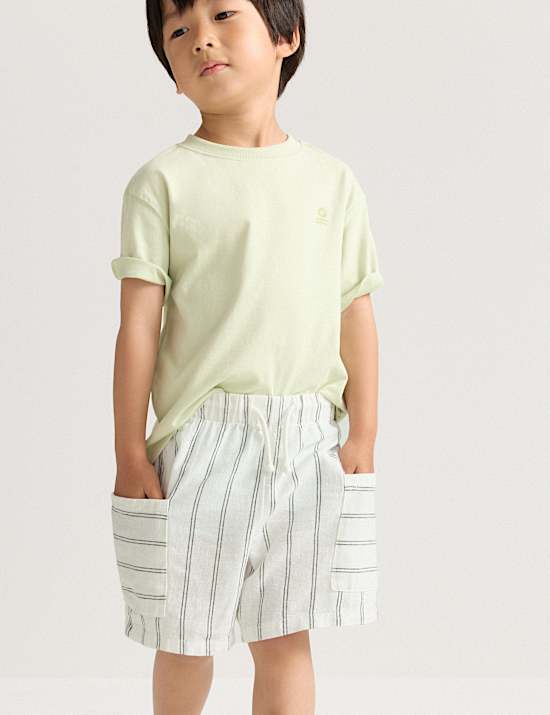 Pantalones cargo cortos de mezcla de lino (2-8 a&ntilde;os)