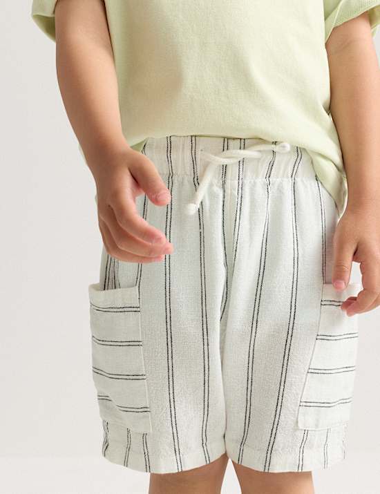 Pantalones cargo cortos de mezcla de lino (2-8 a&ntilde;os)