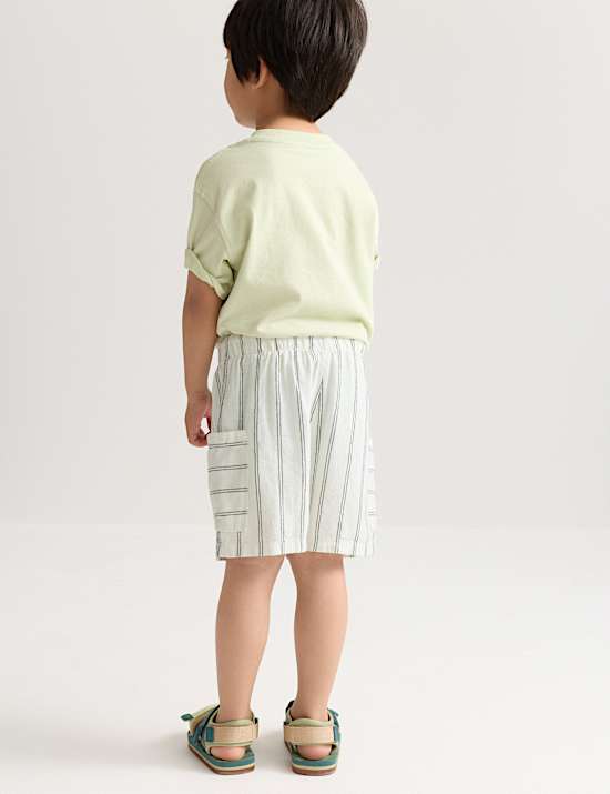 Pantalones cargo cortos de mezcla de lino (2-8 a&ntilde;os)