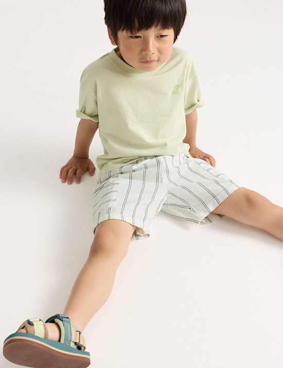 Pantalones cargo cortos de mezcla de lino (2-8 a&ntilde;os)