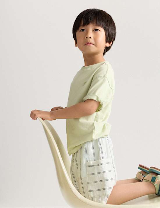 Pantalones cargo cortos de mezcla de lino (2-8 a&ntilde;os)