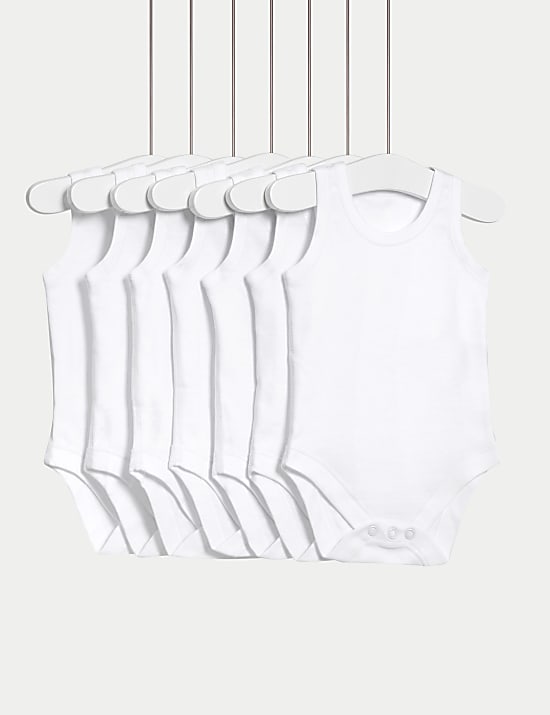 7er-Pack ärmellose Bodys aus reiner Baumwolle (2,3 kg – 3 J.)