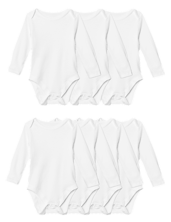Set van 7 zuiver katoenen rompertjes met lange mouwen (2,27 kg-3 jaar)