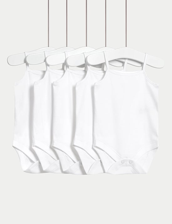 Lot de 5 bodys 100 % coton &agrave; bretelles (jusqu'au 3 ans)