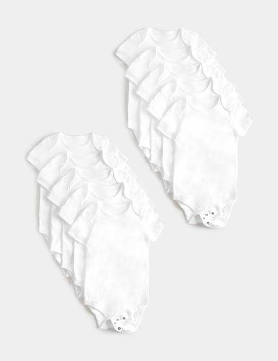 10 Pack Pure Cotton Short Sleeve Bodysuits (6&frac12;lbs-3 Yrs)