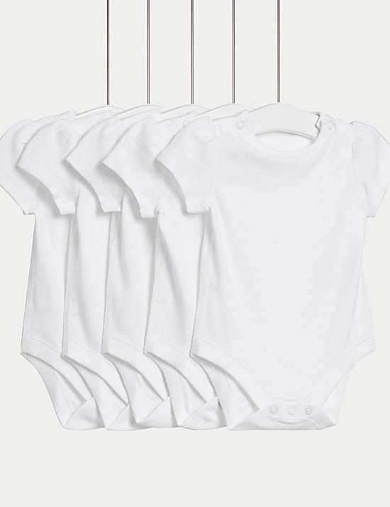 5pk Pure Cotton Pointelle Bodysuits (5lbs-3 Yrs)