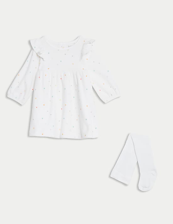 Gaun dengan Celana Ketat Motif Velour Stars (7lbs-1 Thn)