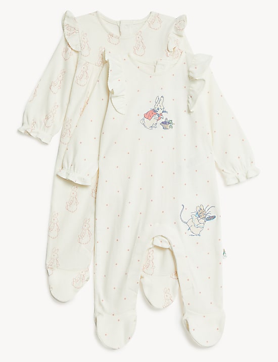 2pk Cotton Blend Peter Rabbit&trade; Sleepsuits