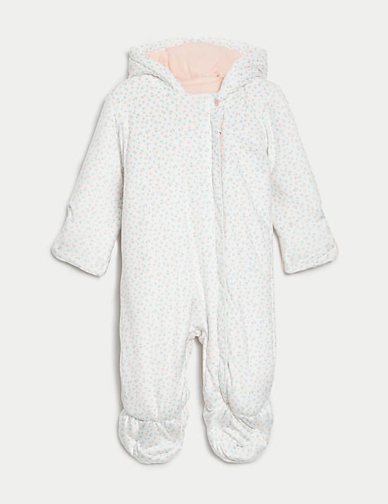 Floral Hooded Pramsuit (7lbs-1 Yrs)