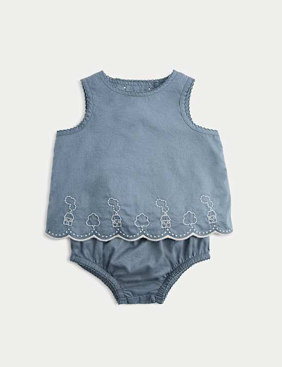 2 Piece Pure Cotton Embroidered Outfit (0-12 Months)