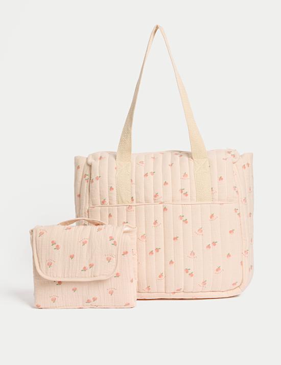 2pc Pure Cotton Peachy Print Changing Bag
