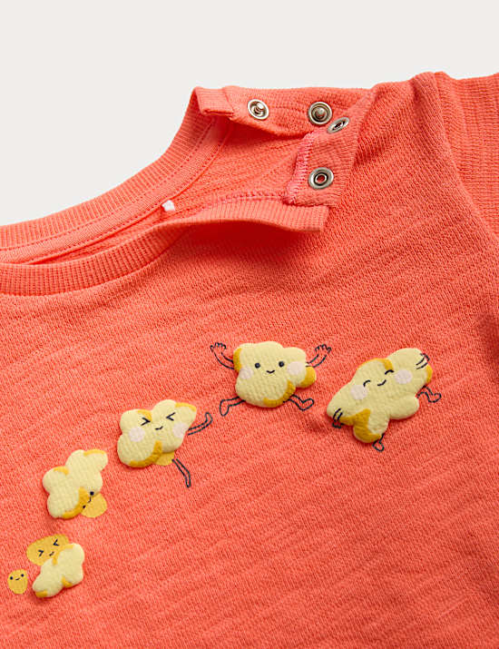 Ensemble 2 pi&egrave;ces 100 % coton &agrave; motif pop-corn top et bas (jusqu&rsquo;au 2 ans)