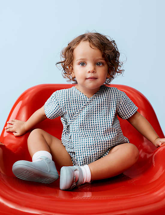 Pure Cotton Grid Check Wrap Paddler (0-24 Mths)