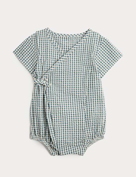 Pure Cotton Grid Check Wrap Paddler (0-24 Mths)