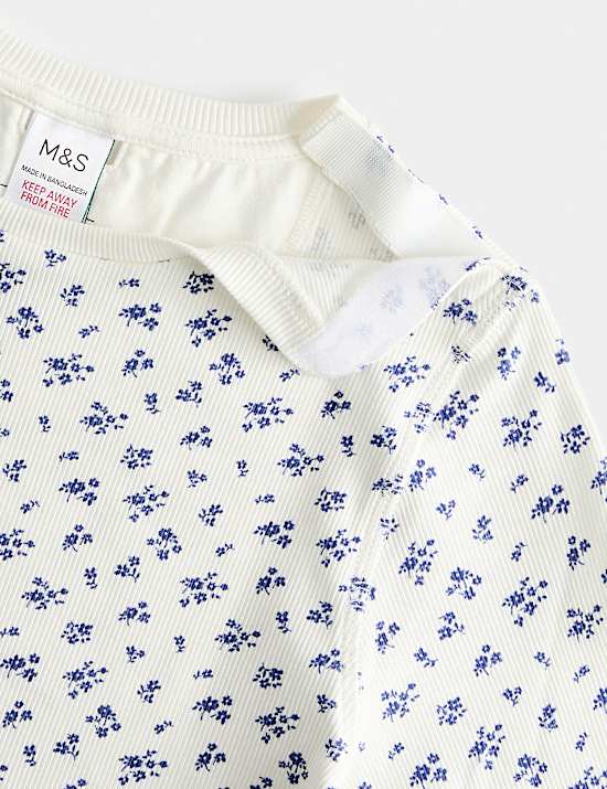 Adaptive CottonRich Ditsy Floral Ribbed Pyjamas (1-16 Yrs)