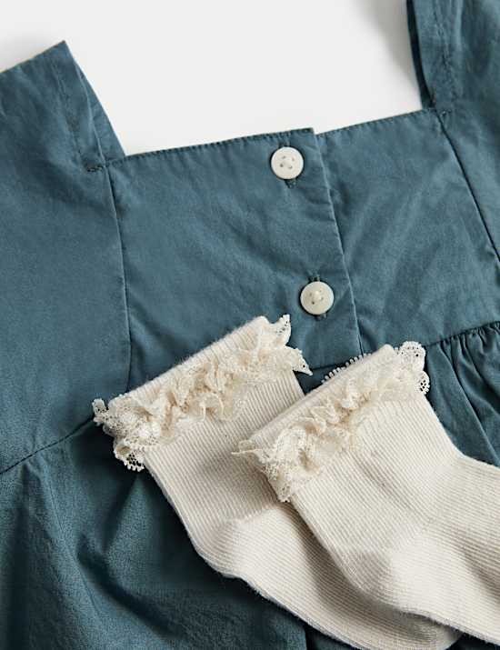 Ensemble 2 pi&egrave;ces en coton robe et chaussettes (jusqu&rsquo;au 24 mois)