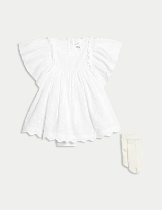 Ensemble 2&nbsp;pièces robe en coton à broderie (3,2&nbsp;kg-1 an)