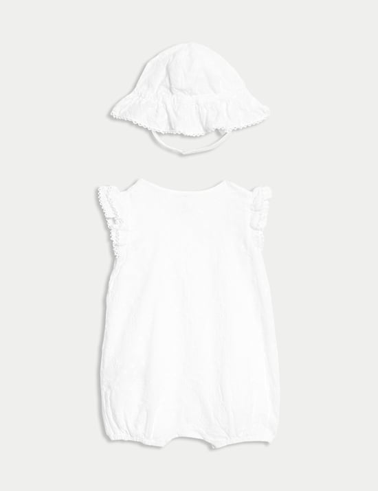 2pc Pure Cotton Romper and Hat (7lbs-12 Mths)