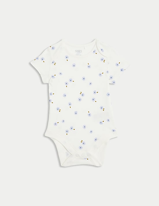 5pk Pure Cotton Floral Bodysuits (6&frac12;lbs-3 Yrs)