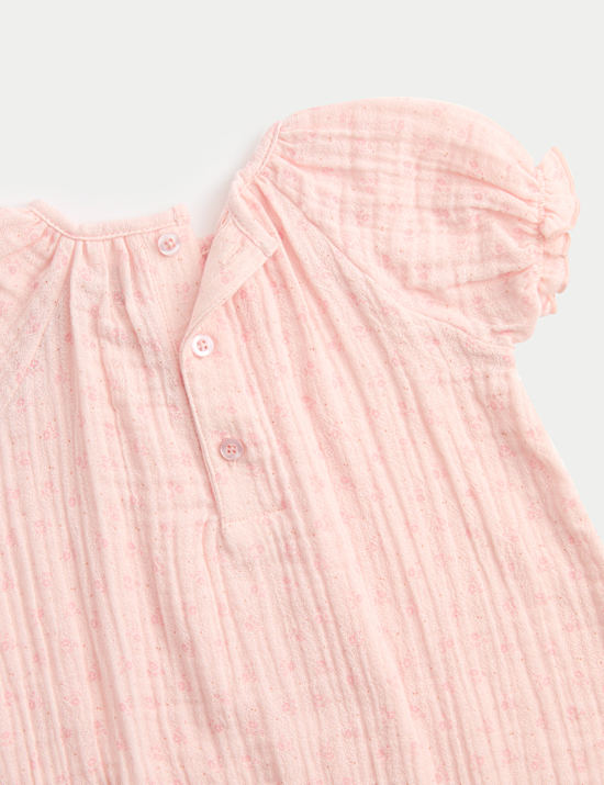 סט 2 חלקים של סינר לתינוקות וסרבל בצבע ורוד (0-&rlm;2 שנים)