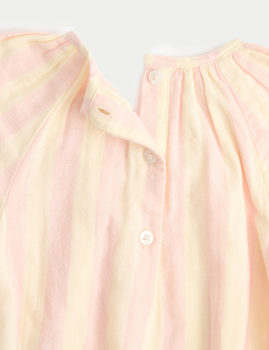 Pure Cotton Candy Stripe Woven Paddler with Hat (0-24 Mths)