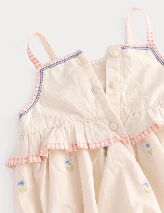 Pure Cotton Floral Embroidery Romper (0-2 Yrs)